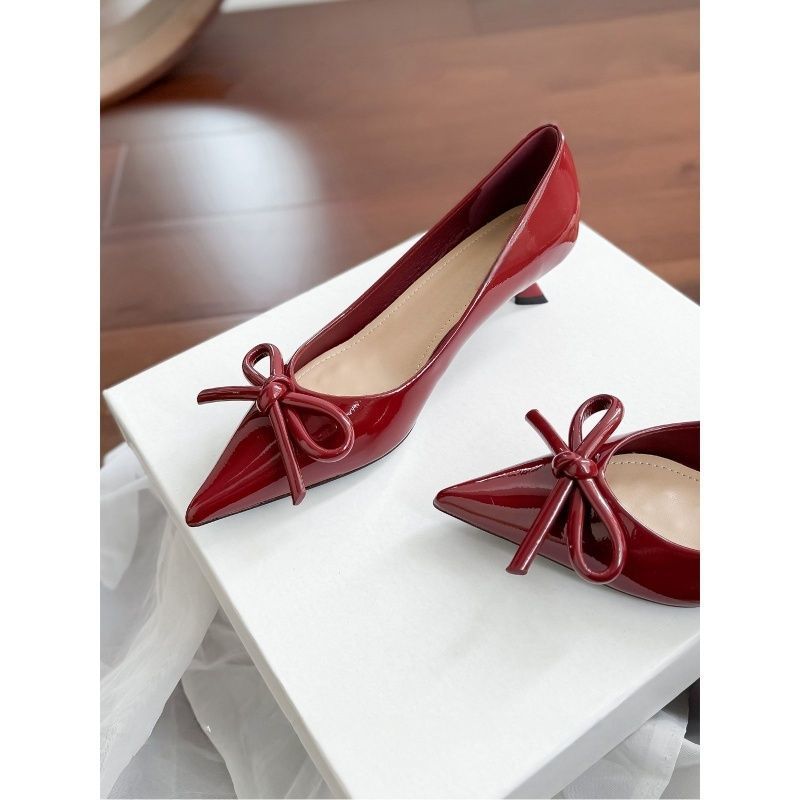 Damen spitze Ballerinas mit elegantem Schleifendetail EB