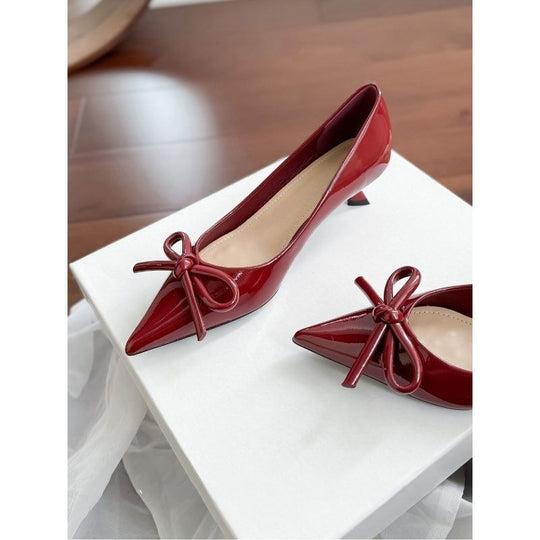 Damen spitze Ballerinas mit elegantem Schleifendetail EB