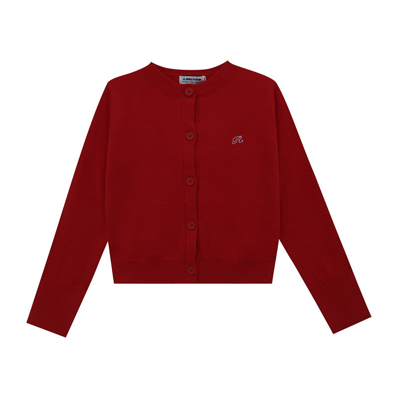 Damen Strickjacke mit feinem Rippenmuster und kontrastierenden Knopfdetails EB