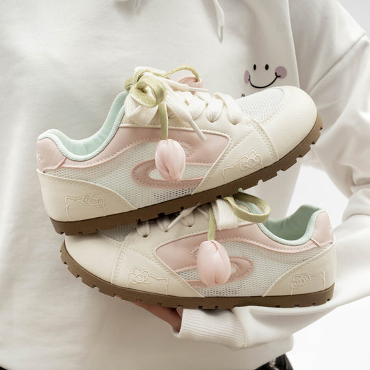 Damen modische Sneaker mit einzigartigem Blumenmotiv und bequemer Dämpfung EB