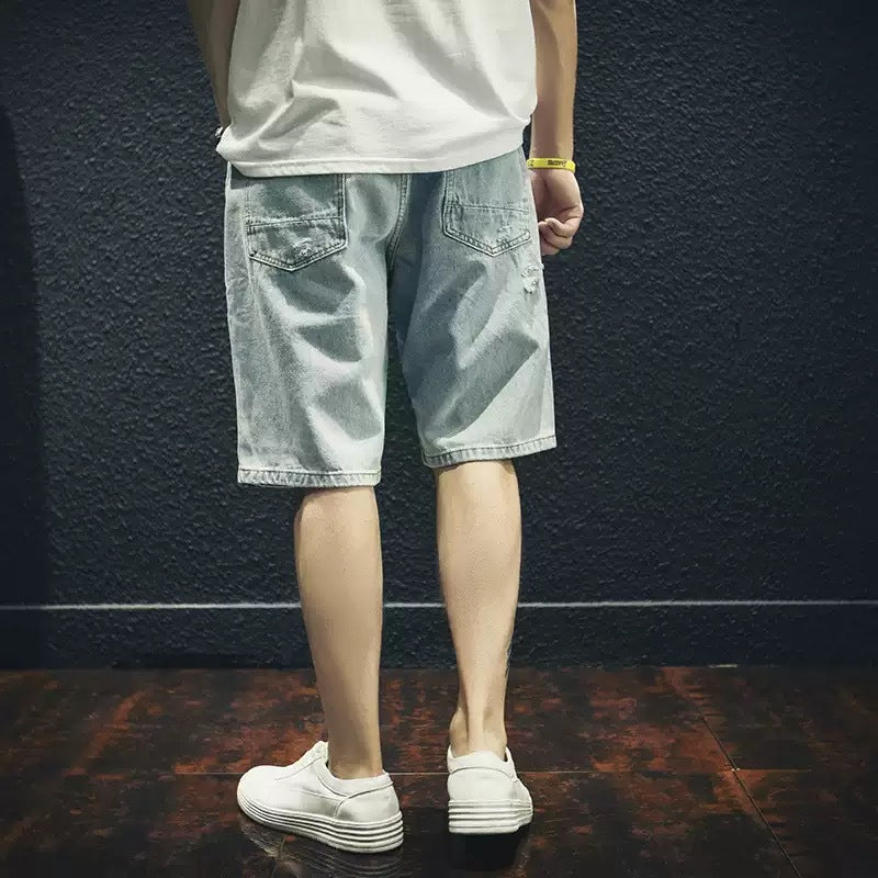 Herren lässige Destroyed Denim-Shorts mit modernen Details und bequemer Passform EB