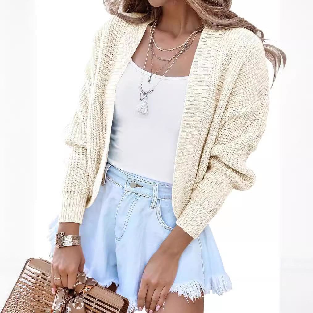 Damen Grobstrickcardigan mit weiten Ärmeln und offener Front EB