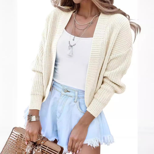 Damen Grobstrickcardigan mit weiten Ärmeln und offener Front EB