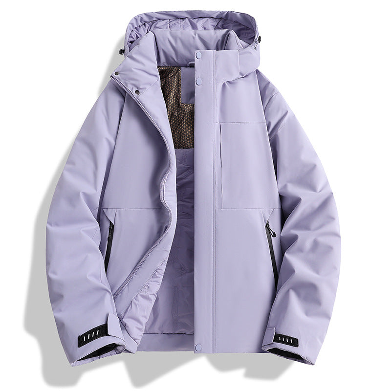 Damen wattierte Kapuzen-Outdoorjacke mit winddichter Membran und isolierendem Thermofutter EB