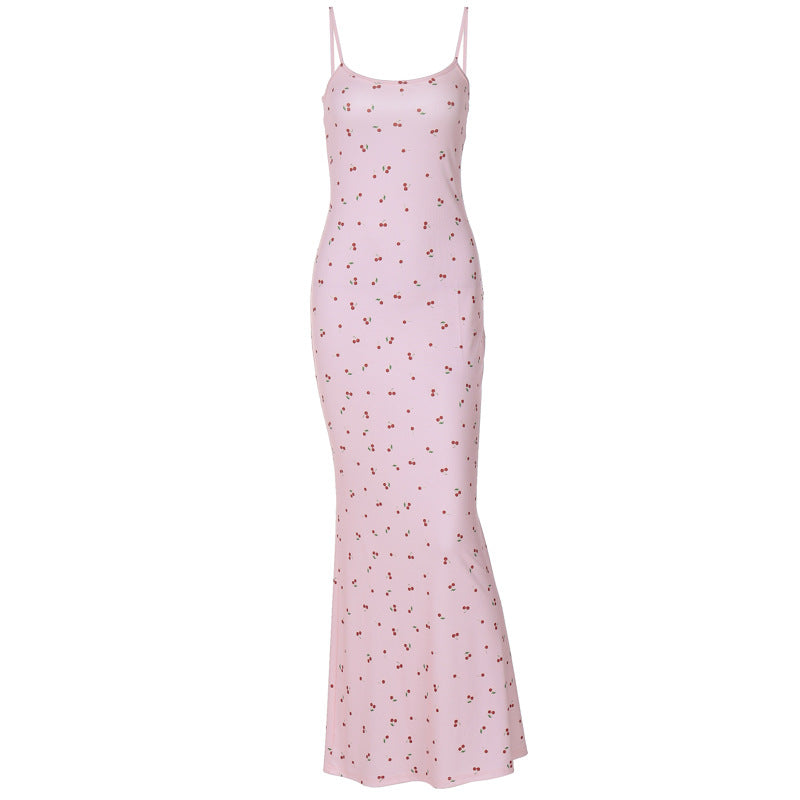 Damen Figurnahes Maxikleid mit floralem Design und Spaghettiträgern EB