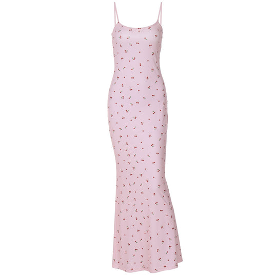 Damen Figurnahes Maxikleid mit floralem Design und Spaghettiträgern EB