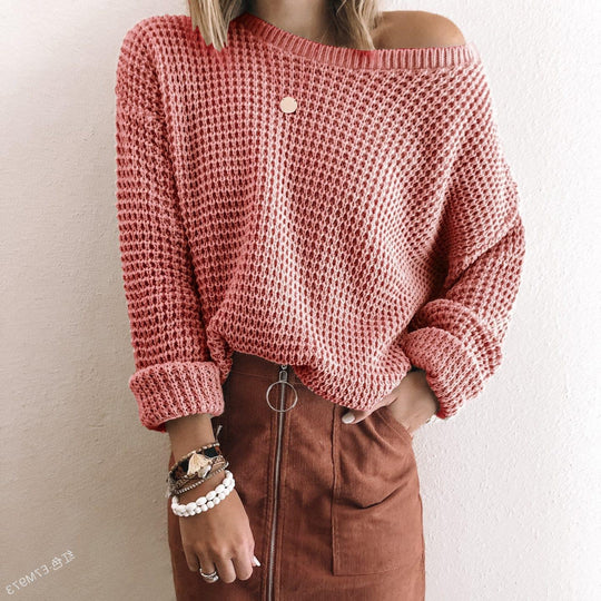 Damen lässiger Strickpullover im modernen Netzdesign EB
