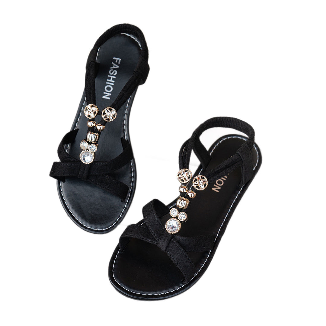Damen Elegante und Schmuckverzierte Riemchensandalen EB