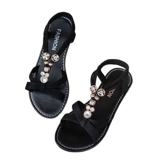 Damen Elegante und Schmuckverzierte Riemchensandalen EB