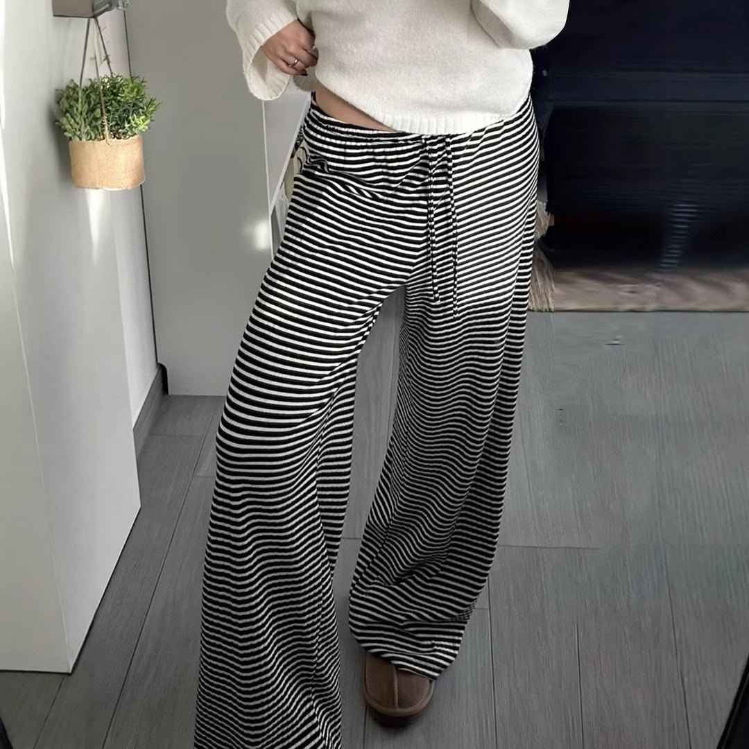 Damen Lässige Lounge-Hosen mit elastischem Bund und feinem Streifenmuster EB