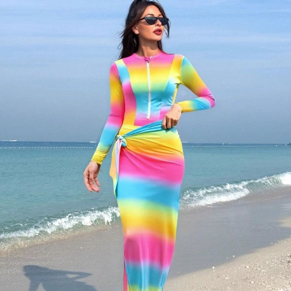 Damen langer, figurbetonender Strandkleid EB