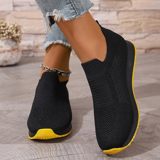 Damen atmungsaktive Slip-On Sneakers mit elastischem Einsatz EB