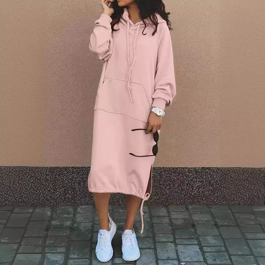 Damen Hoodie-Kleid mit lässiger Passform und praktischen Taschen EB