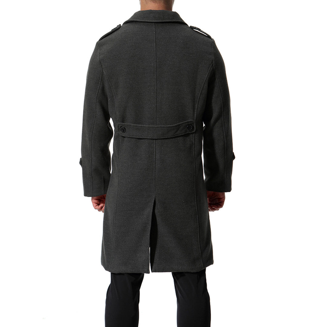 Herren langer Wollmantel mit klassischem Schnitt und praktischen Taschen EB