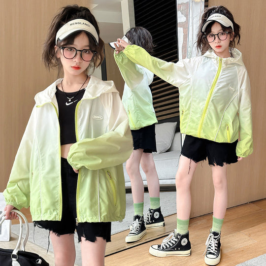 Damen nan leichte Übergangsjacke mit Kapuze elastischen Bündchen und Reißverschlusstaschen R&B
