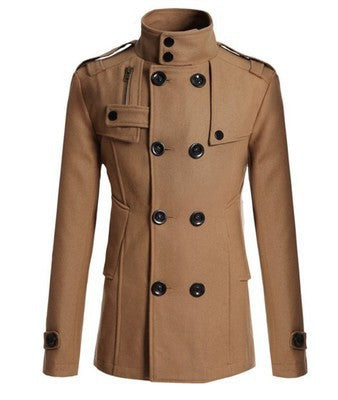 Herren modischer Doppelreihiger Mantel mit praktischen Taschen und elegantem Kragen EB