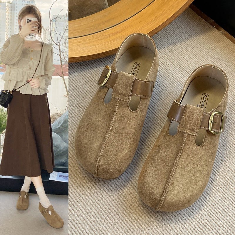 Damen bequeme Clogs mit verstellbarer Schnalle und weichem Obermaterial EB