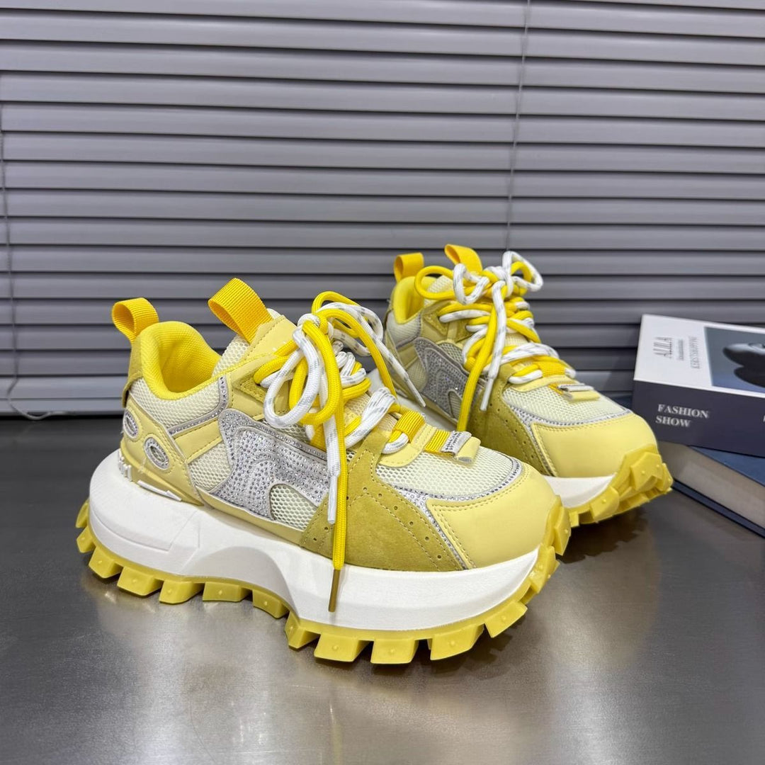 Damen Sportliche Chunky-Sneaker mit dicker Plattform und atmungsaktiver Oberflächenstruktur EB