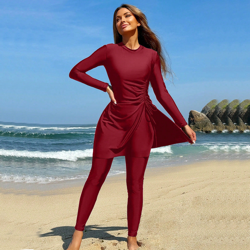 Damen Bade-Tunika mit seitlicher Raffung und Leggings EB