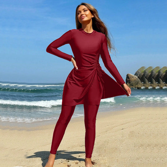 Damen Bade-Tunika mit seitlicher Raffung und Leggings EB