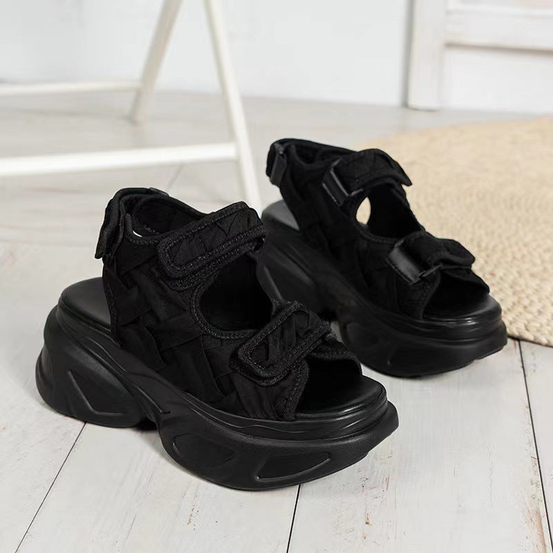 Damen Glamouröse Plateau-Sandalen mit verstellbaren Riemen und funkelnden Applikationen EB