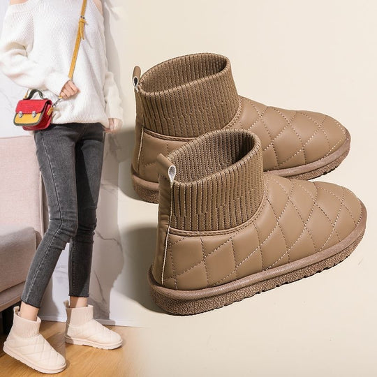 Damen Bequeme und stylische Winterboots mit elastischem Schaft und rutschfester Sohle EB