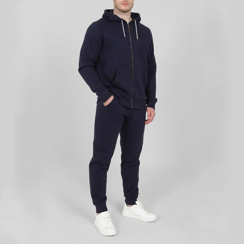 Herren Sportliches Jogginganzug-Set mit praktischen Taschen und hohem Kragen EB