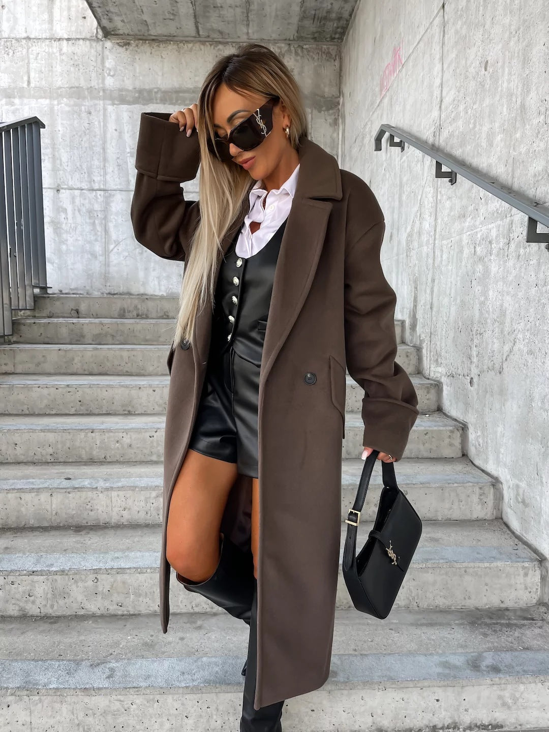 Damen Eleganter Oversized-Wollmantel EB