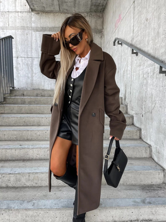 Damen Eleganter Oversized-Wollmantel EB