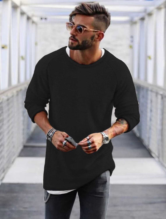 Herren lässiger Pullover mit innovativem Strickmuster EB