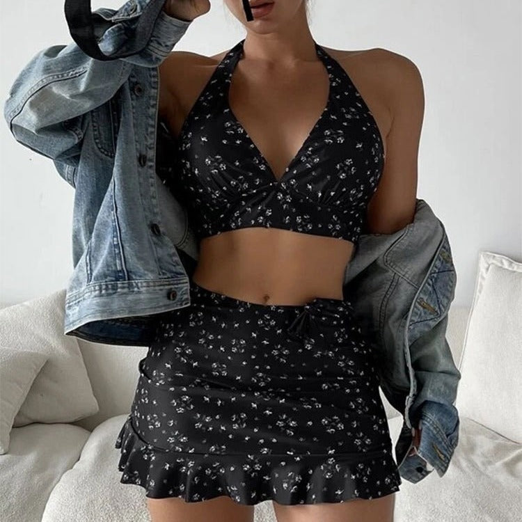 Damen Bikiniset mit verspieltem Rock-Design EB