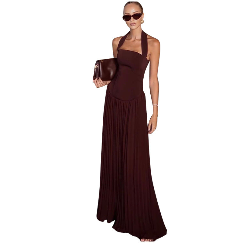 Damen Maxikleid mit raffiniertem Faltenwurf und trägerlosem Design EB