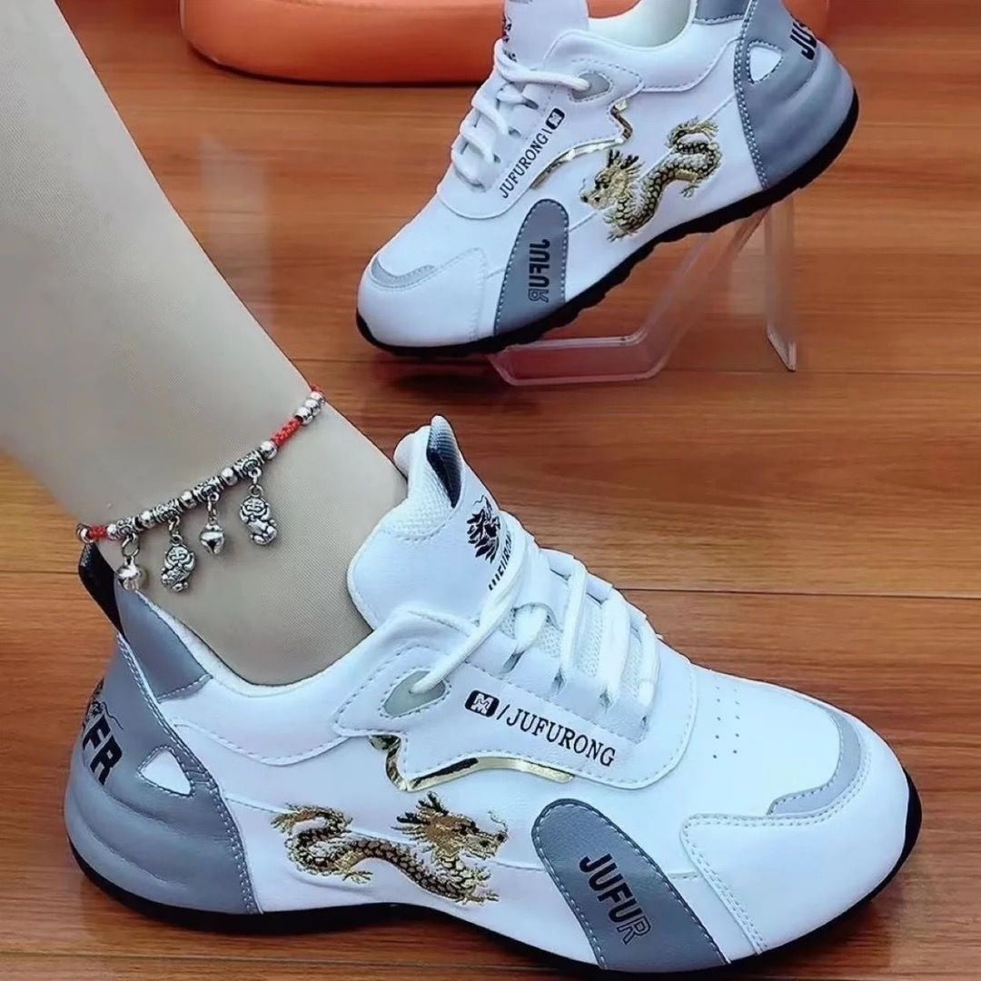 Damen Sportliche Sneakers mit trendigem Drachenmuster EB