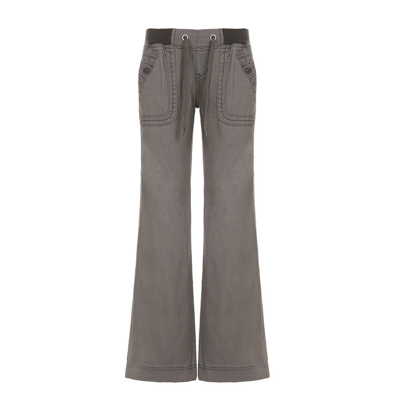 Damen Flared Pants mit modischem Taillengürtel EB