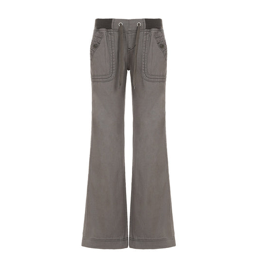 Damen Flared Pants mit modischem Taillengürtel EB