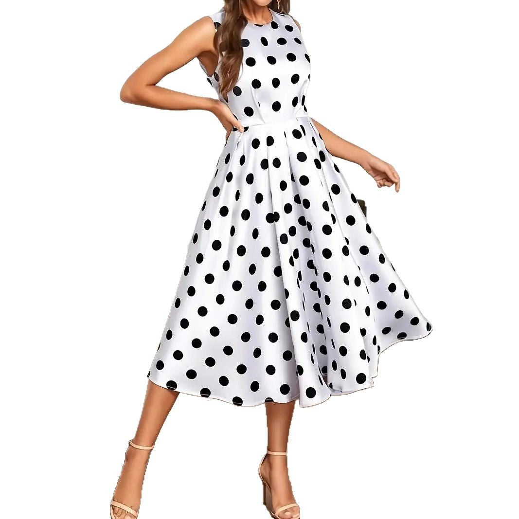 Damen A-Linie Kleid mit Polka-Dots EB