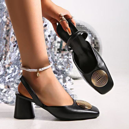 Damen Slingback-Highheels mit dekorativem Schmuckdetail EB