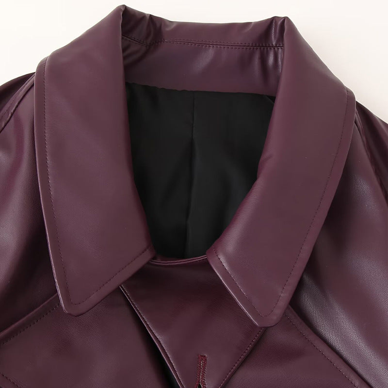 Damen imitat Bikerjacke mit asymmetrischem Schnitt und praktischen Taschen EB