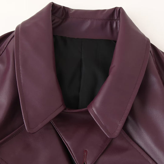 Damen imitat Bikerjacke mit asymmetrischem Schnitt und praktischen Taschen EB