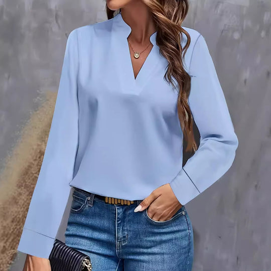 Damen Bluse mit V-Ausschnitt und elegantem Design EB