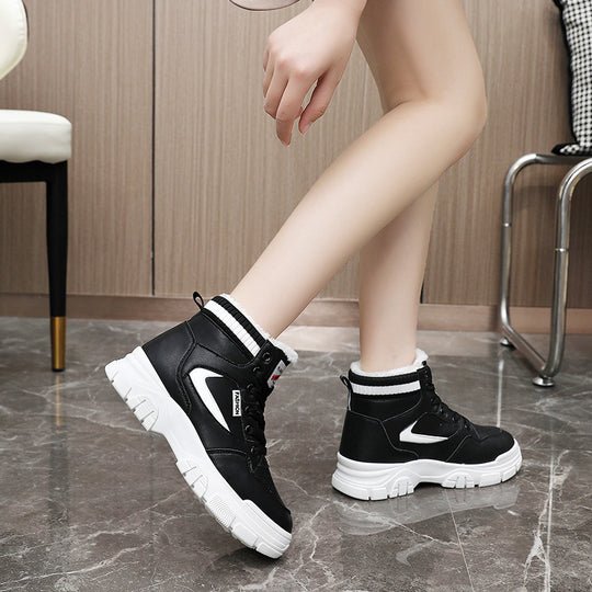 Damen modische High-Top Sneakers mit warmem Innenfutter und strapazierfähigem Obermaterial EB