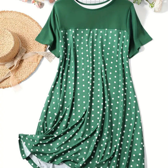 Damen Kurzarm Kleid mit Punkten EB
