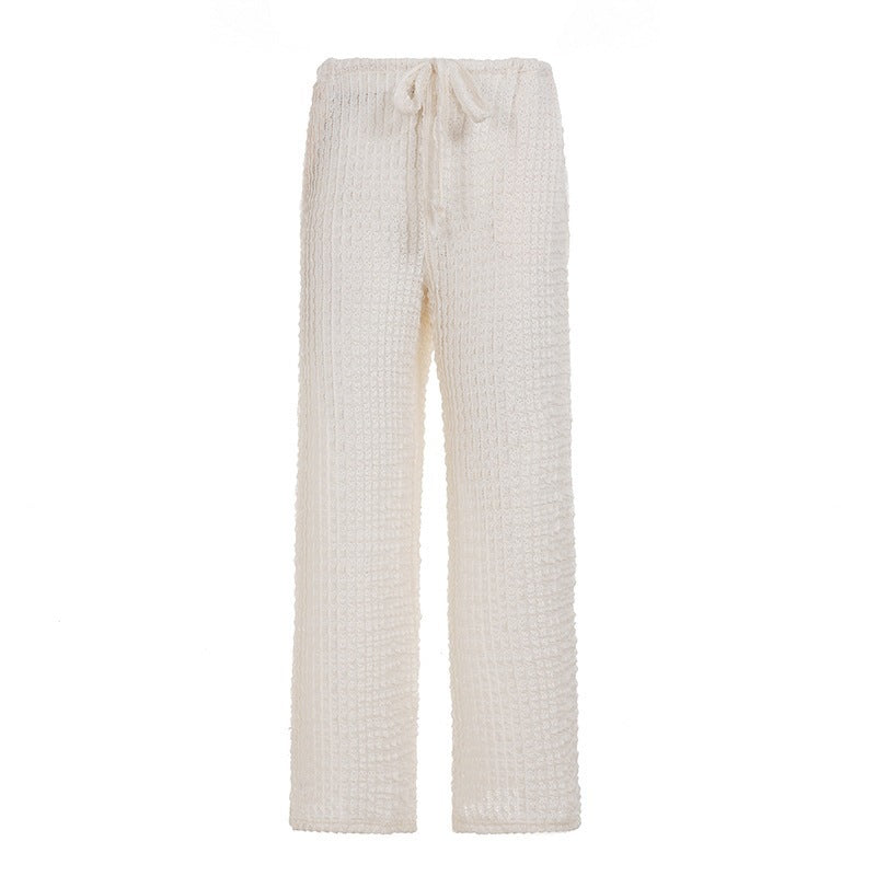 Damen Komfortable Palazzo-Hose mit elastischem Bund und strukturiertem Design EB
