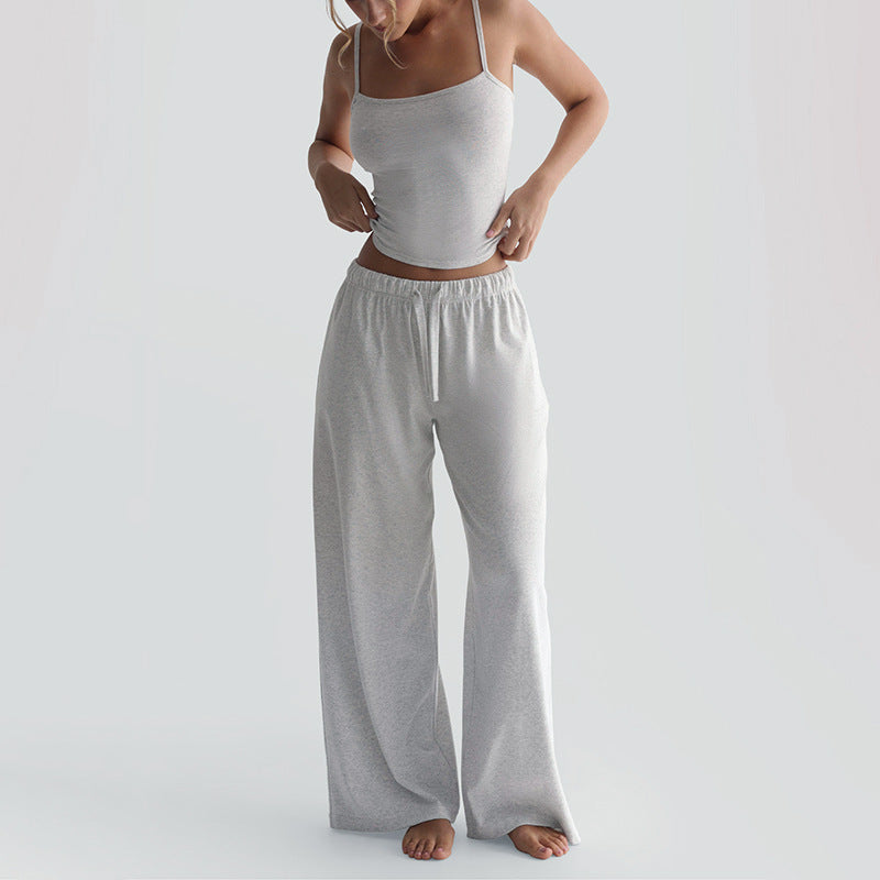 Damen Gemütliches und stylisches Lounge-Set mit weitem Bein und Trägeroberteil EB