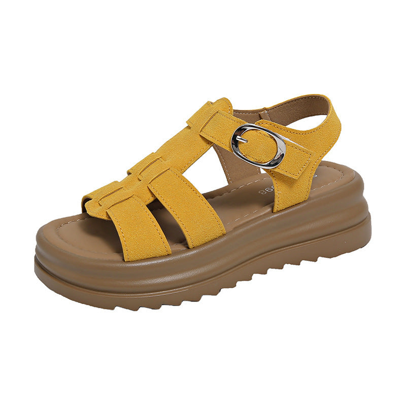 Damen Komfortable Keilsandalen mit modischem Riemendesign EB