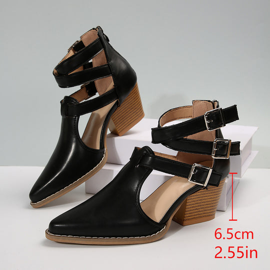 Damen elegante Ankle-Boots mit verstellbaren Schnallen EB