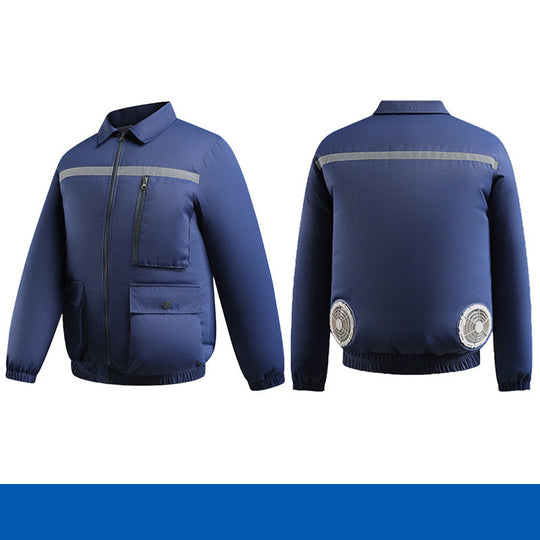 Herren nan belüftete Kühlarbeitsjacke mit seitlichen USB-Lüftern, reflektierendem Bruststreifen und multifunktionalen Taschen EB