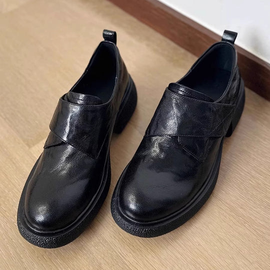 Damen modische Halbschuhe mit verstellbarem Klettverschluss und robustem Blockabsatz EB