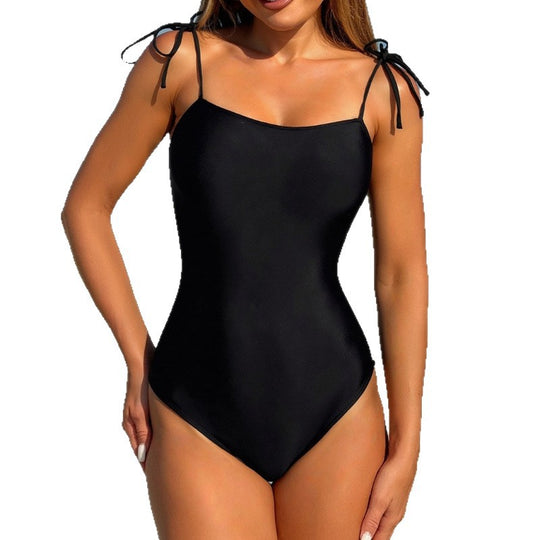 Damen Einteiler Badeanzug mit verstellbaren Trägern und elegantem V-Ausschnitt EB