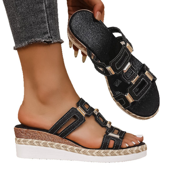 Damen stylische und bequeme Sandalen mit eleganten Glitzerakzenten EB